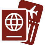 Passport and plane ticket icon